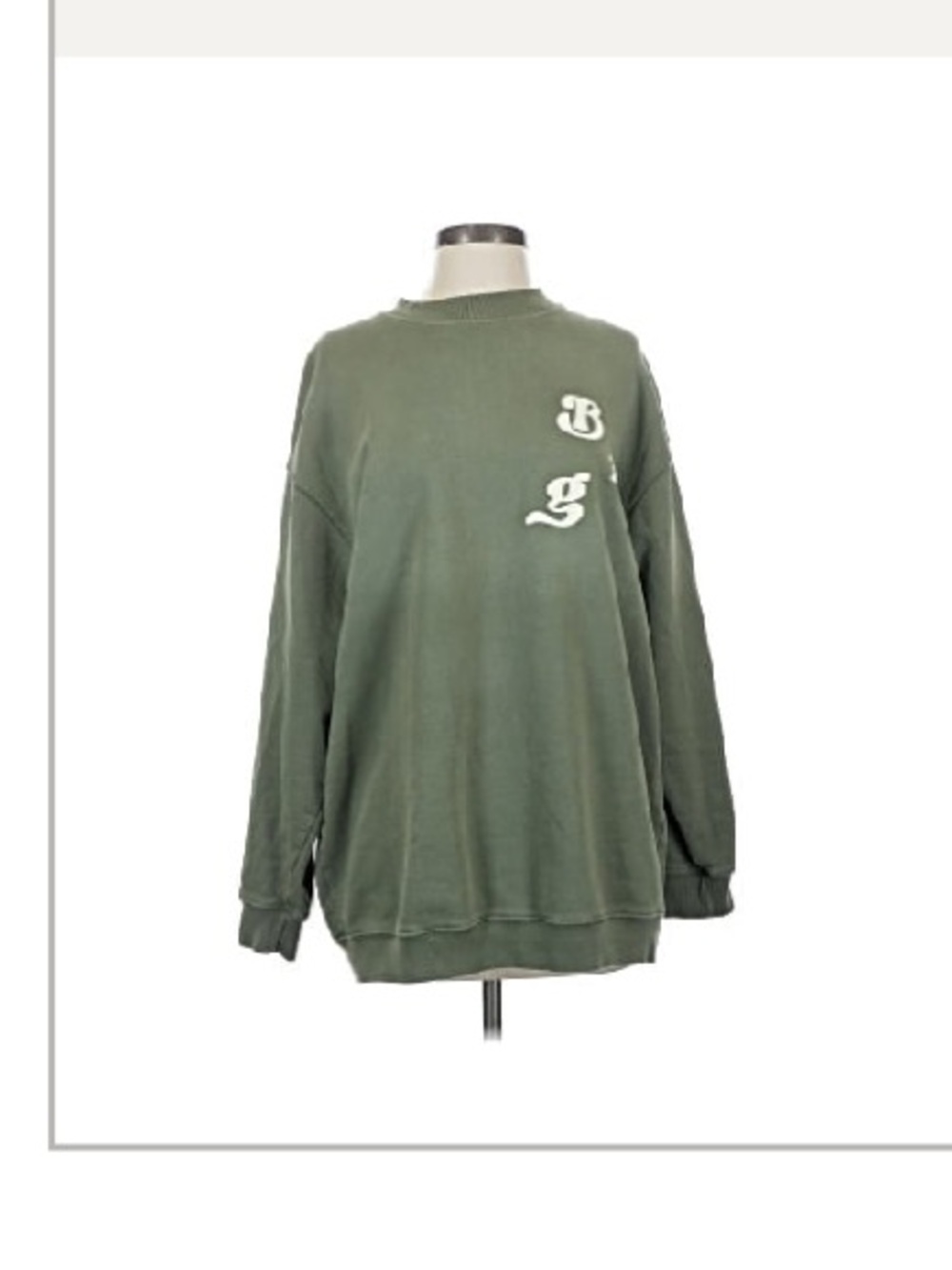 Anine Bing Olive Green Crewneck Sweatshirt with White Logos